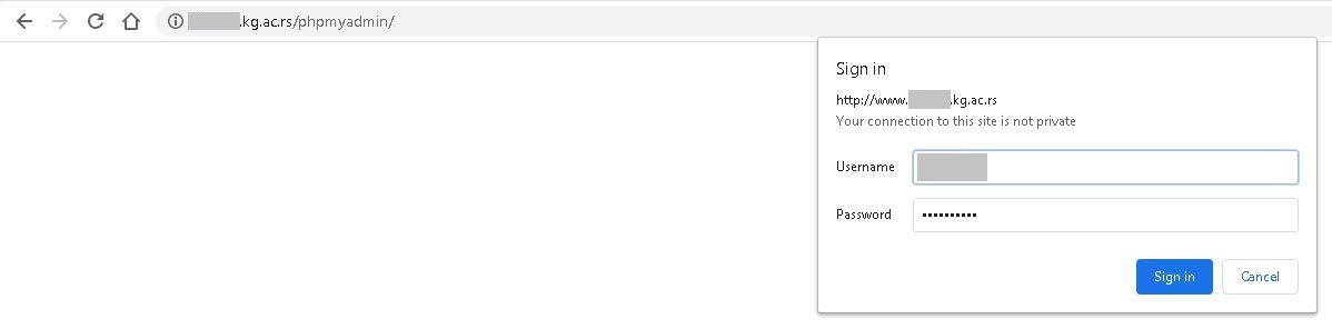 phpMyAdmin Sign in phpMyAdmin Sign in